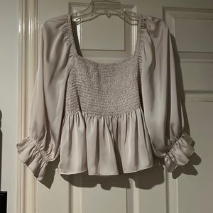 Satin puff sleeve baby doll top